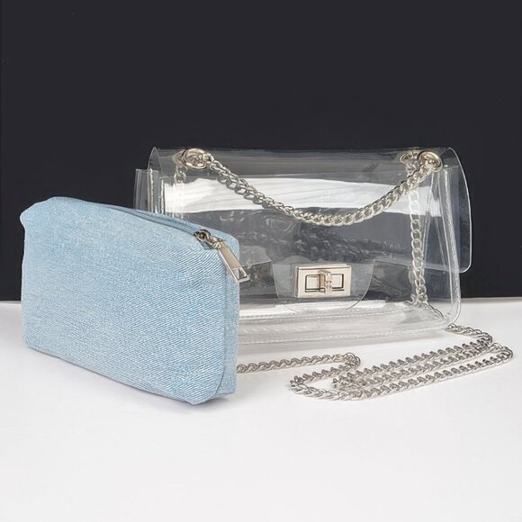 Clear Bag W/ Denim Pouch - Picture 7 of 7